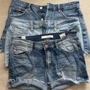 Three Pairs Denim Shorts